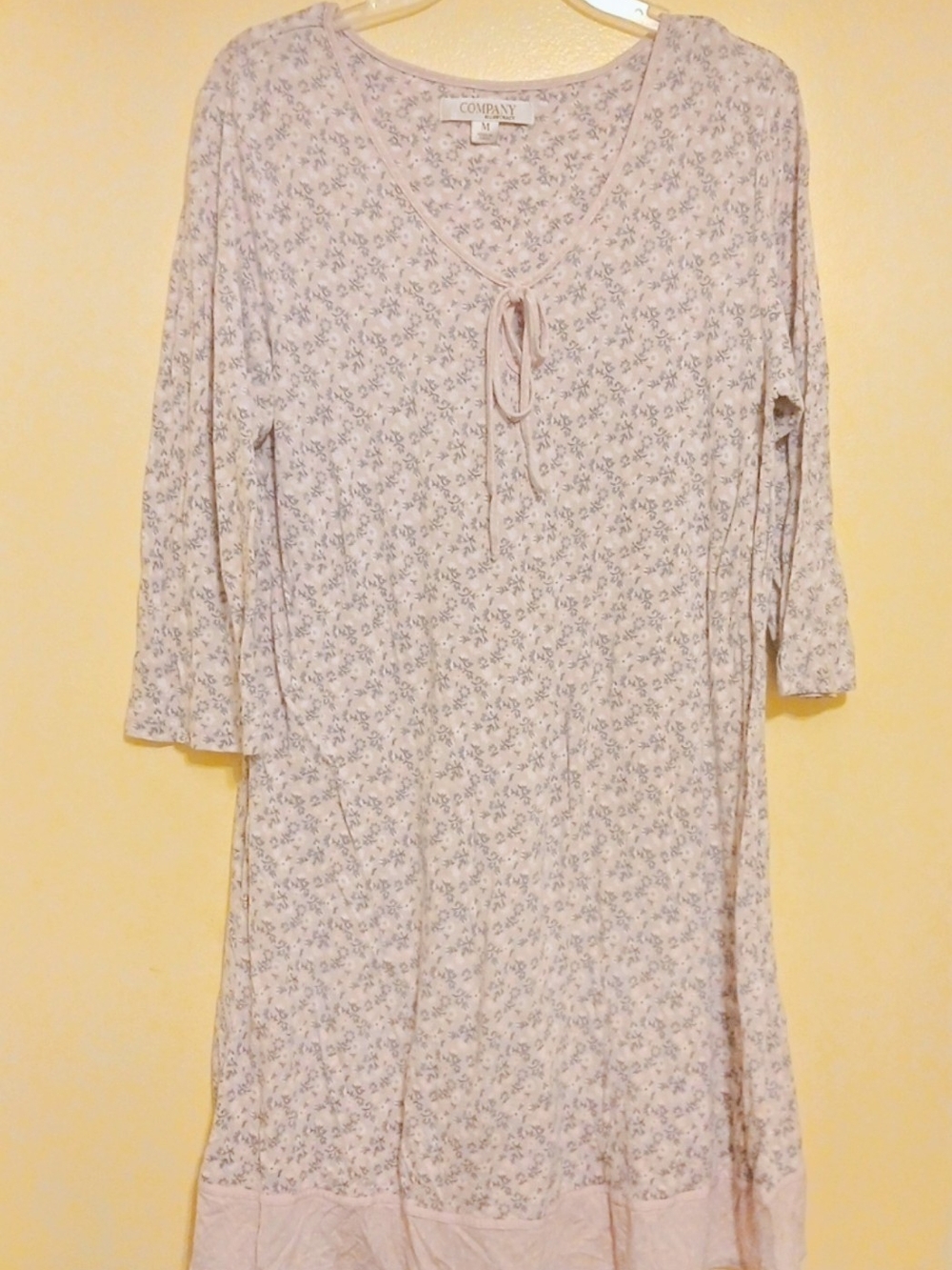 Ellen Tracy Pale Pink Floral Tie-Front Nightgown